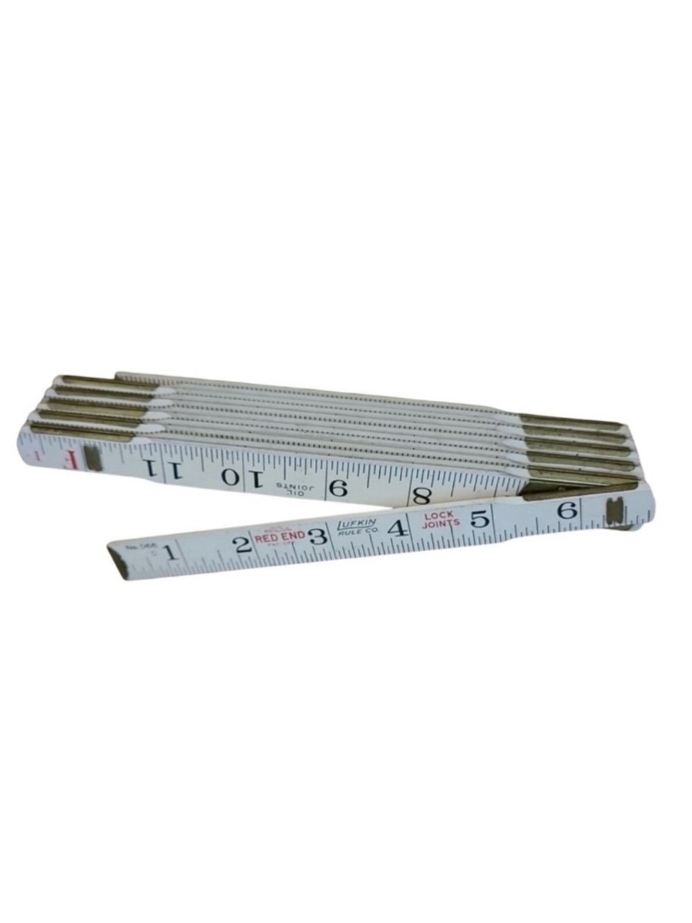 Vintage Lufkin Wood Folding Ruler Red End 6 Ft Carpenter Tool Made in USA Rare